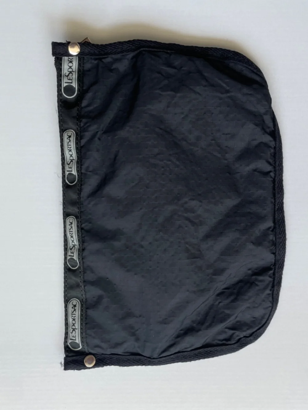 LeSportsac 2-Zip Cosmetic Pouch Bag | Solid Black Ripstop Nylon Travel Organizer